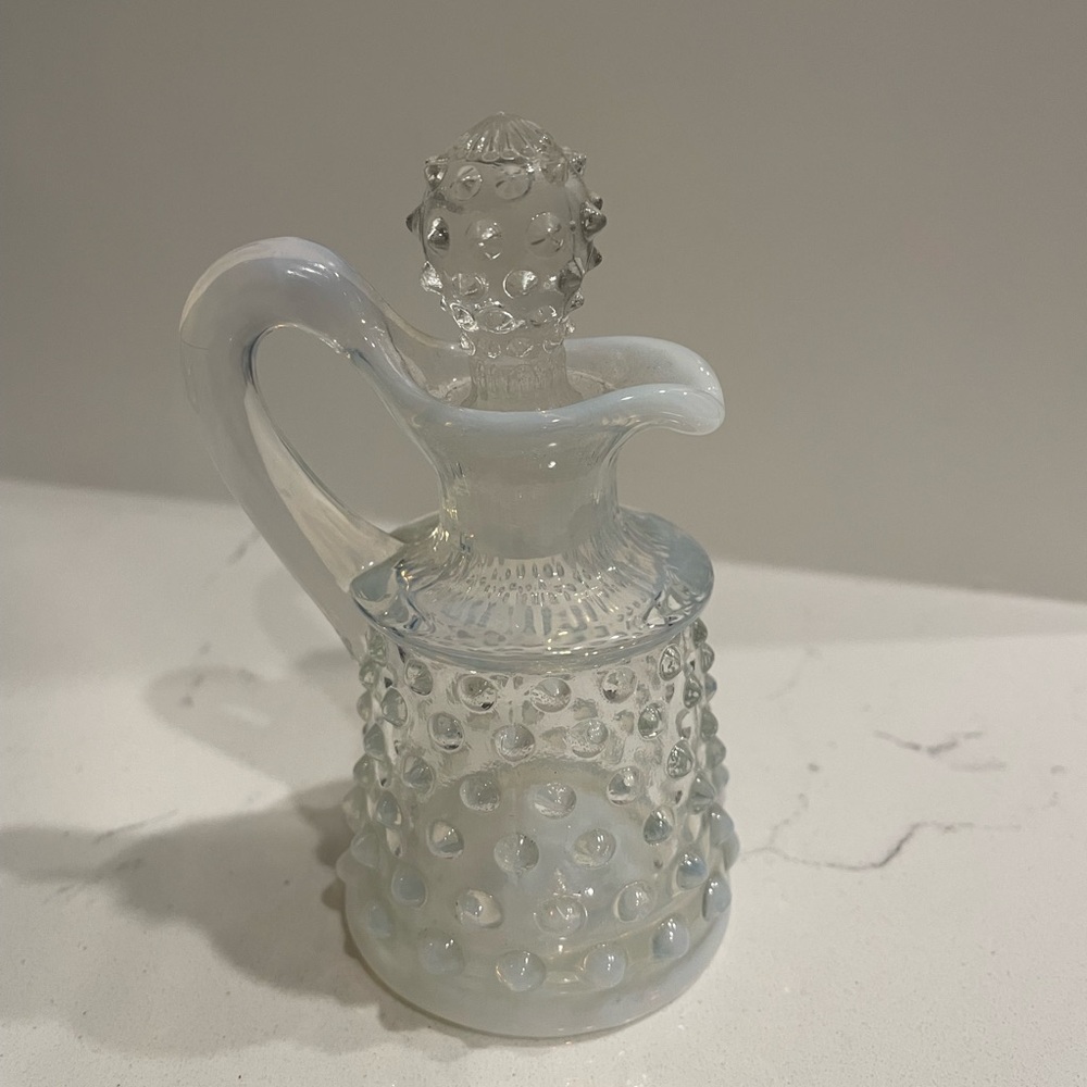 Vintage Fenton hobnail mini cruet with stopper opalescent